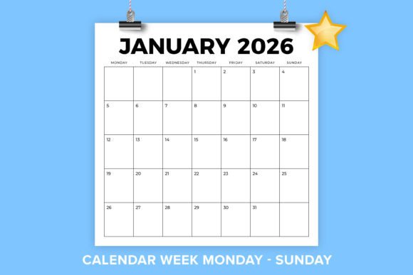 2026 BOLD Mon-Sun 12x12 Calendar Guide