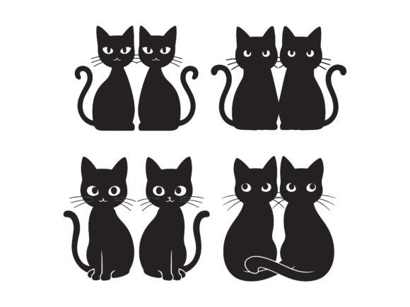 Cute Cat Silhouette Illustration for Business