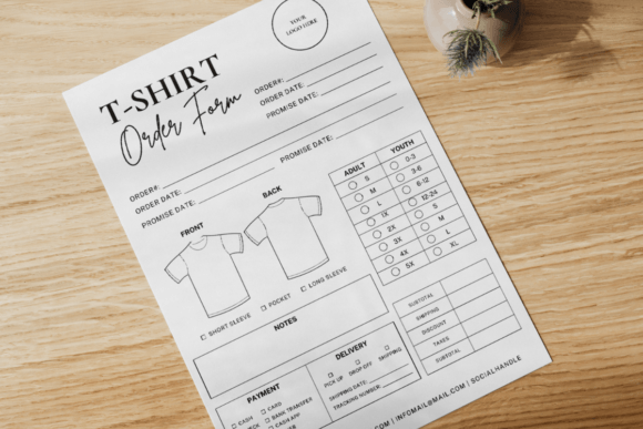 Editable T-shirt Order Form Template