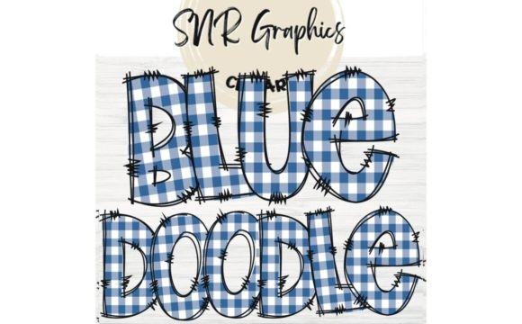 Elevating Digital Design with Blue Gingham Doodle Letters and Creative Typography