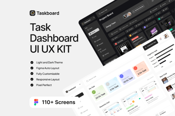 Evaluating Taskboard - Task Dashboard UI UX KIT for Professional Workflow Design