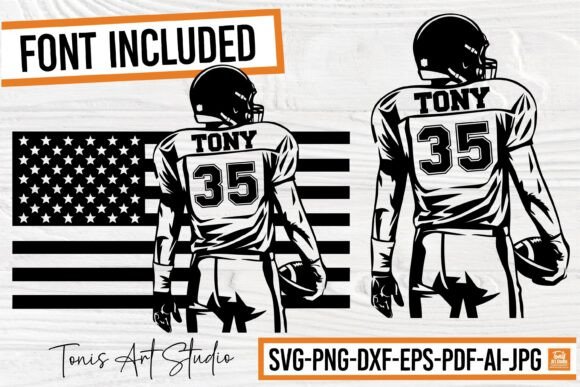 Football Player SVG with American Flag Design
