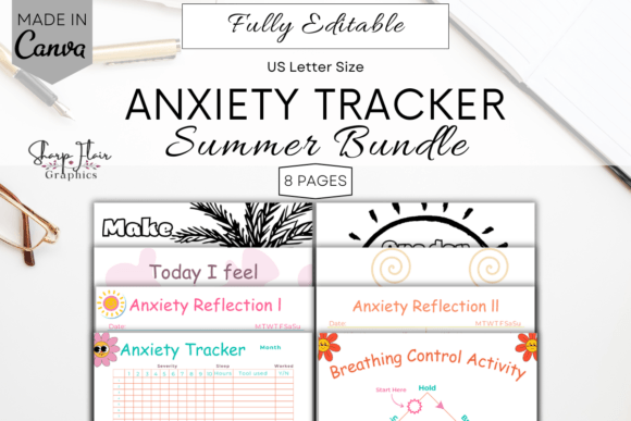 Mastering Mindfulness with the Anxiety Tracker Bundle Summer Canva Template