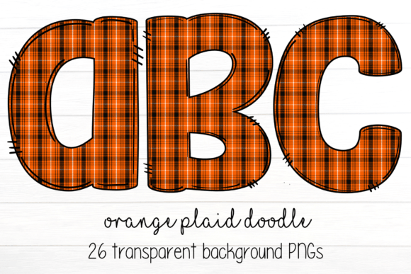 Orange Plaid Doodle Letters: A Vibrant Design Asset