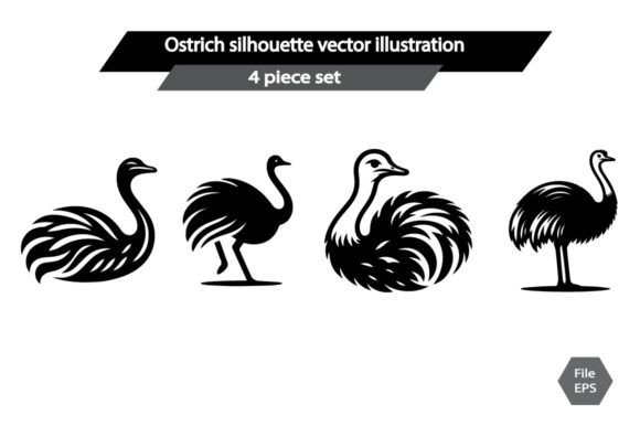 Ostrich Silhouette Vector Illustration: A Versatile Design Asset