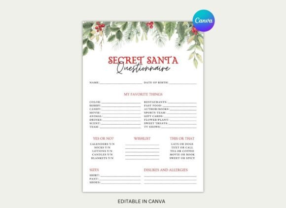 Secret Santa Survey Canva Template PDF: A Streamlined Holiday Organizer