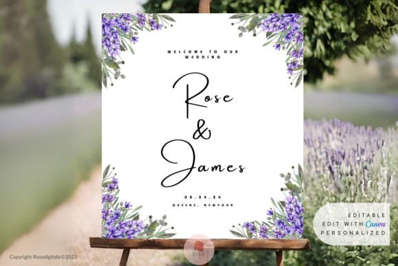 Wedding Welcome Sign Lavender: Elegant & Editable